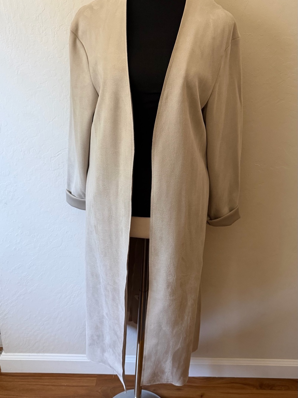Zara Tan Faux Suede Duster Cardigan